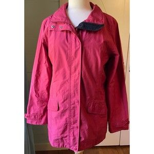 Women's LL Bean Rain Jacket Slicker Red Lined Water Resistant Small